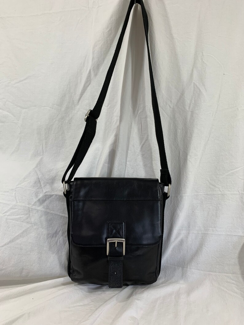 Genuine Vintage FOSSIL Black Leather Cross Body Shoulder Bag Etsy