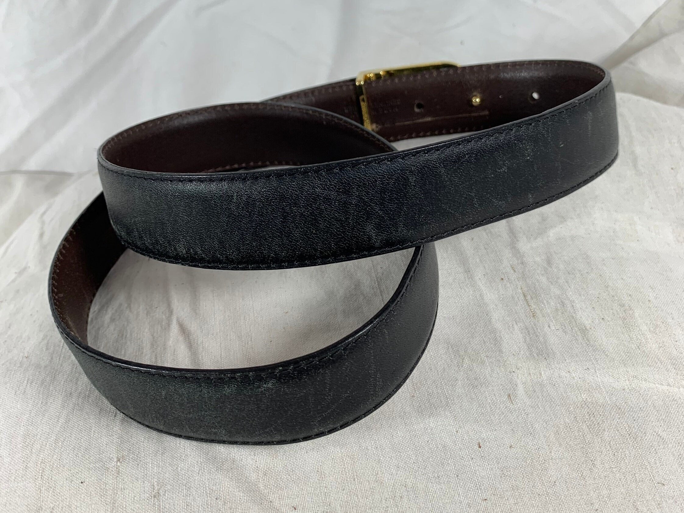 Vintage Genuine MILA SCHON Black Brown Leather Belt 44 - Etsy display picture 2