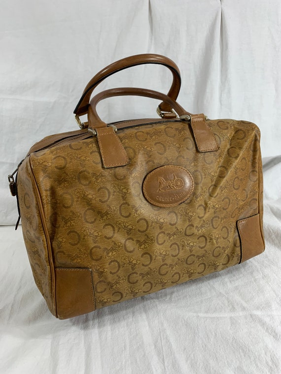 Vintage Tan Iconic CELINE Paris Signature Logo Satchel Bag 