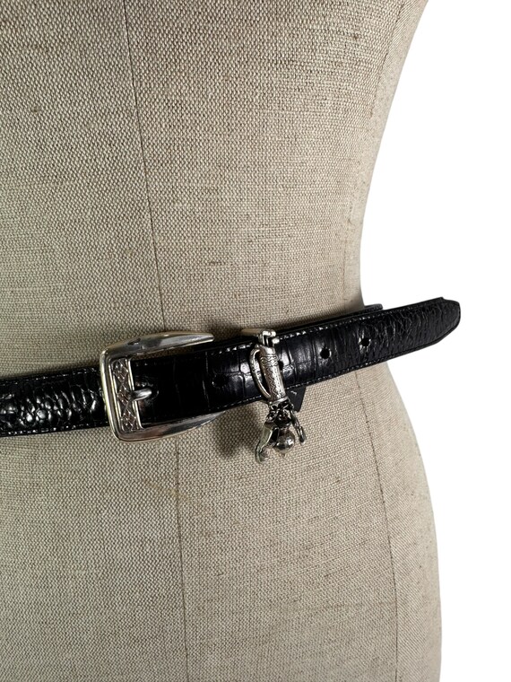 Vintage Brighton Black Leather Belt With Golf Motif Size 34  display picture 3