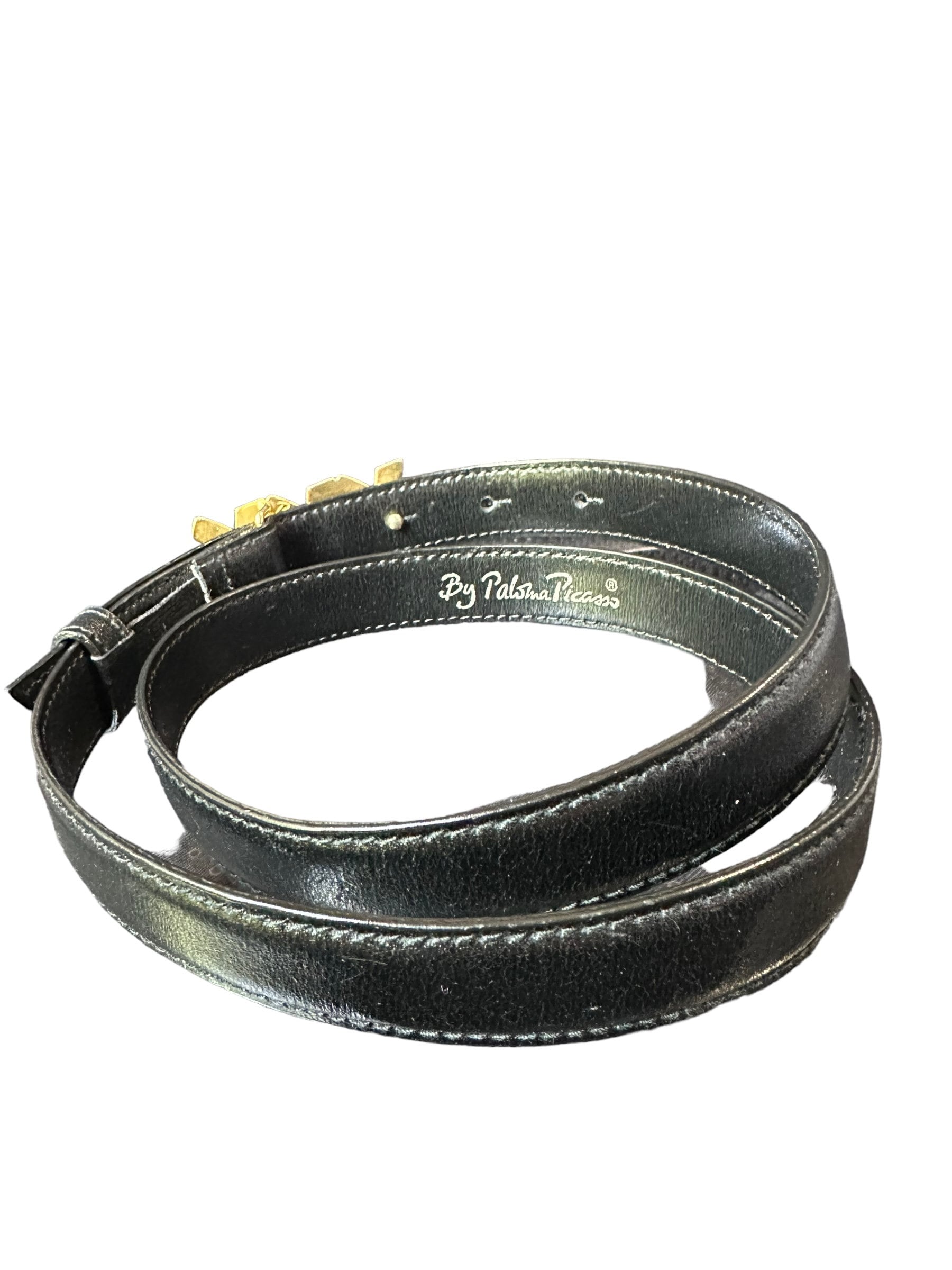 Vintage Ladies PALOMA PICASSO XXX Black Leather Belt Size 75