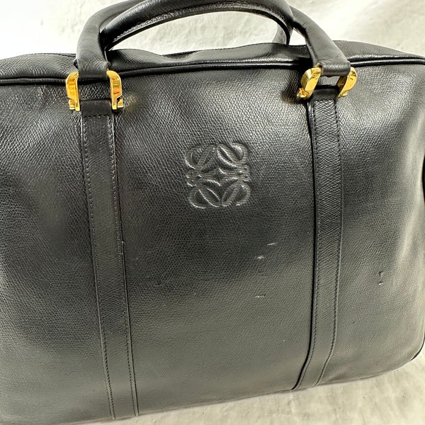 Genuine vintage LOEWE Madrid black leather brief carryall business bag