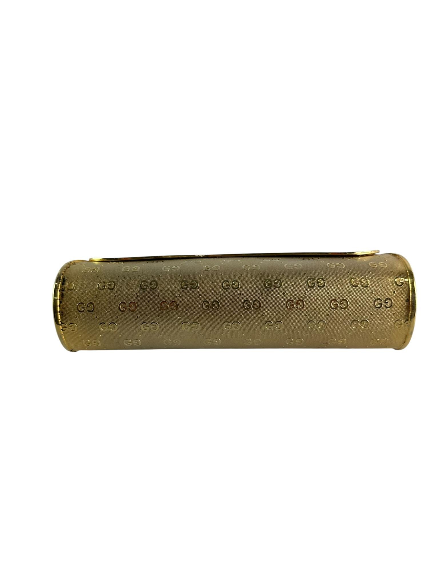 Genuine Vintage GUCCI Gold Gilt Metal GG Monogram Clutch Evening