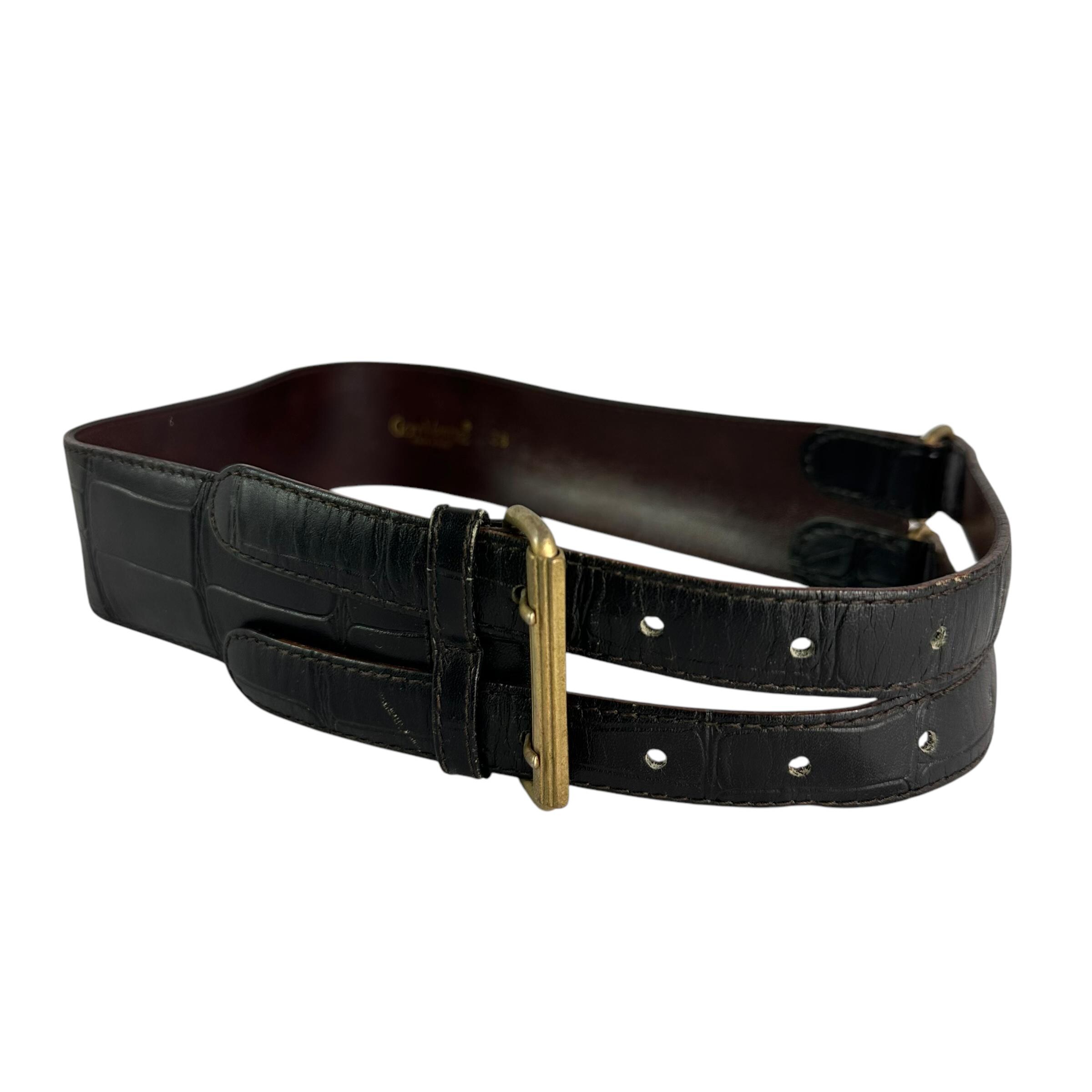 希少な80年代ヴィンテージ ジャンニ・ヴェルサーチ ブラック本革ベルト