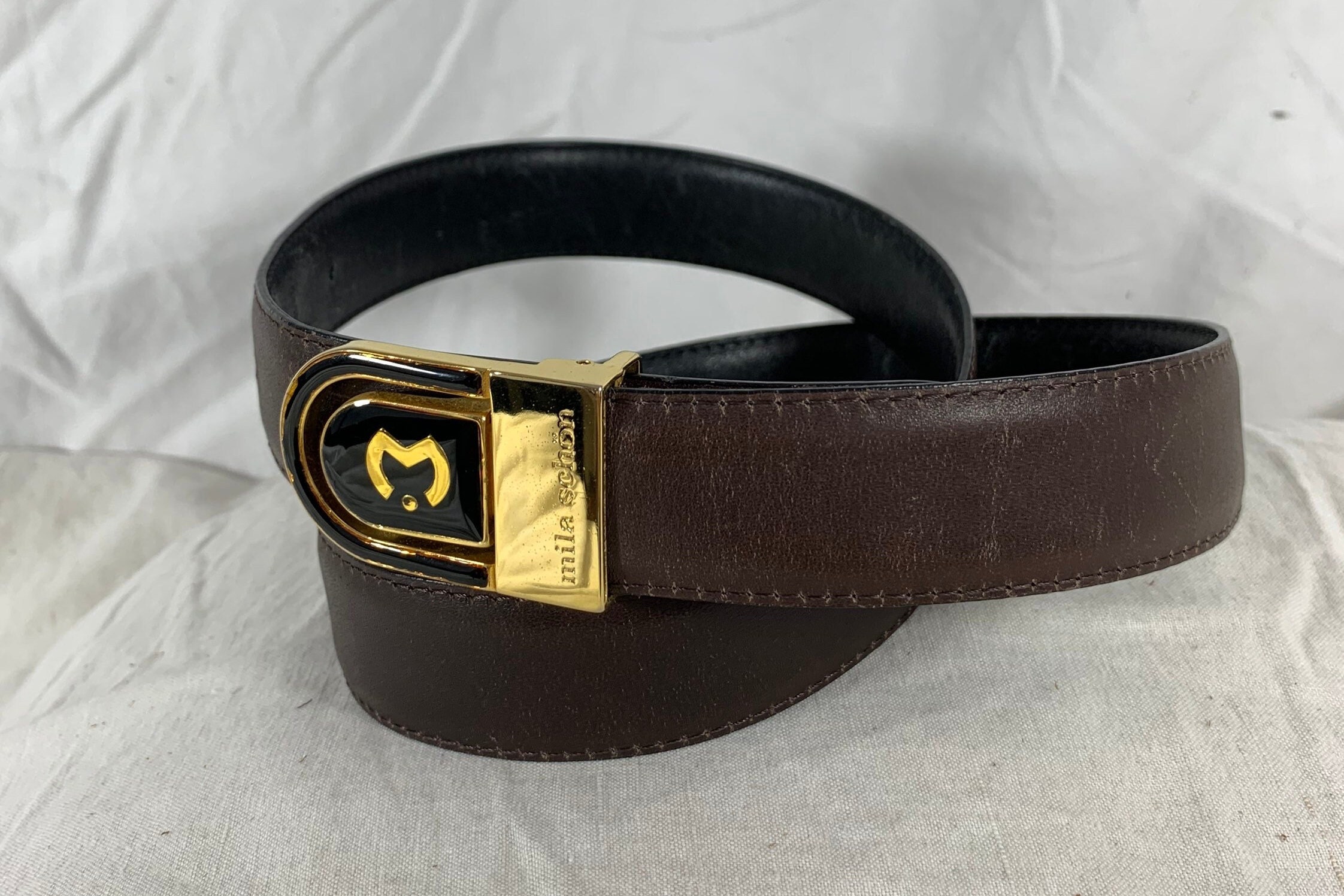 MILA SCHÖN Black Leather Slim Women Waistband Metal Buckle Women\'s Belt Brunello Cucinelli Black Calf Leather Bos Taurus Regular  main image 4
