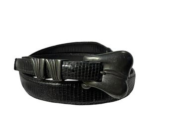 Vintage James Reid Ltd. Sterling Silver Brown Lizard Belt 26 