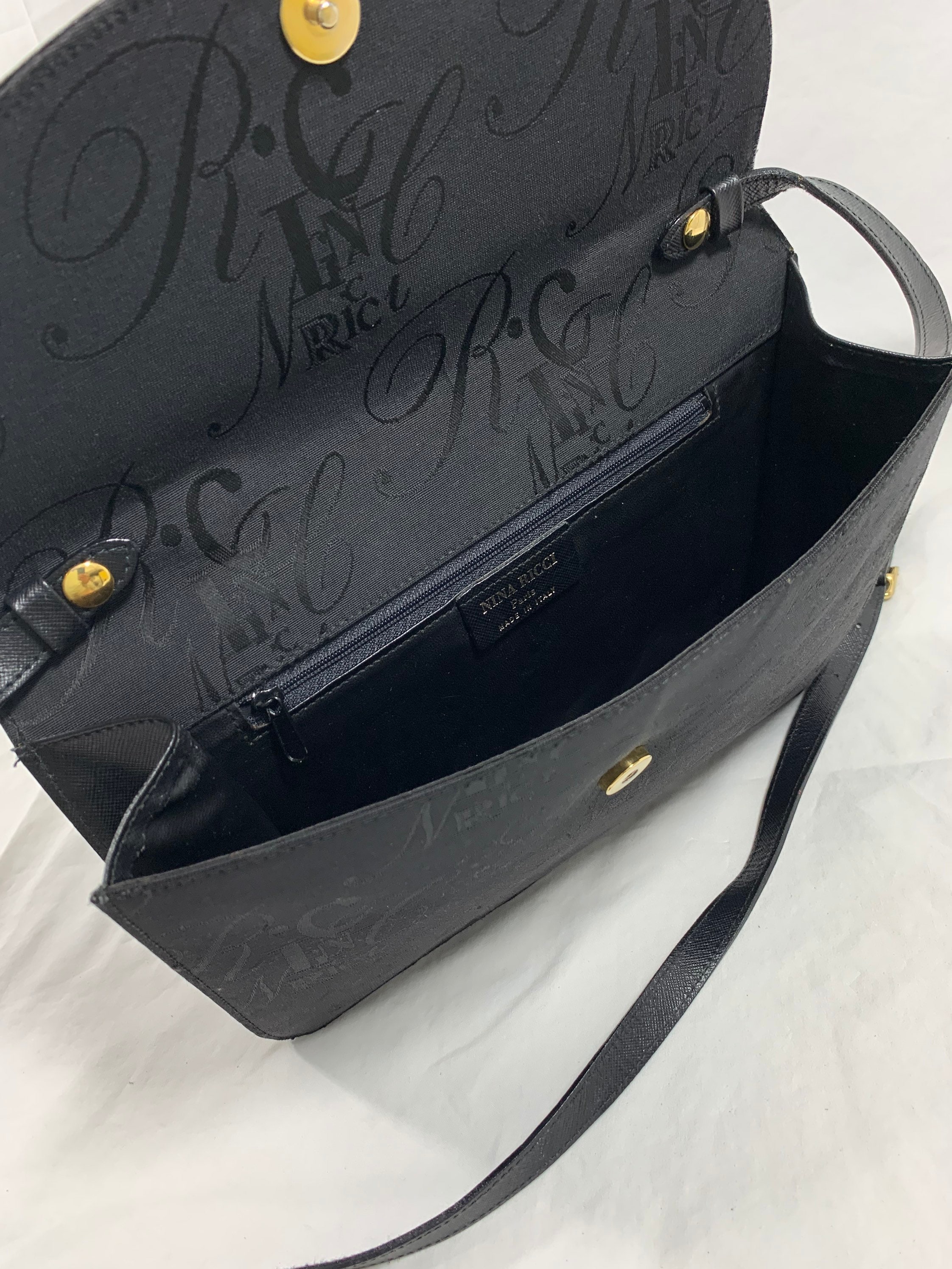 Vintage NINA RICCI Paris Black Signature Brief Crossbody Messenger