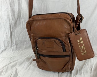 Vintage TUMI Rare Brown Leather Cross Body Messenger Bag
