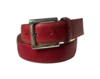 Vintage PAOLO IANTORNO Red Leather Genuine Belt For Men Size 34