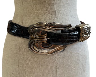 Genuine vintage BARRY KIESELSTEIN CORD huge silver buckle belt year 1988 pecos concha