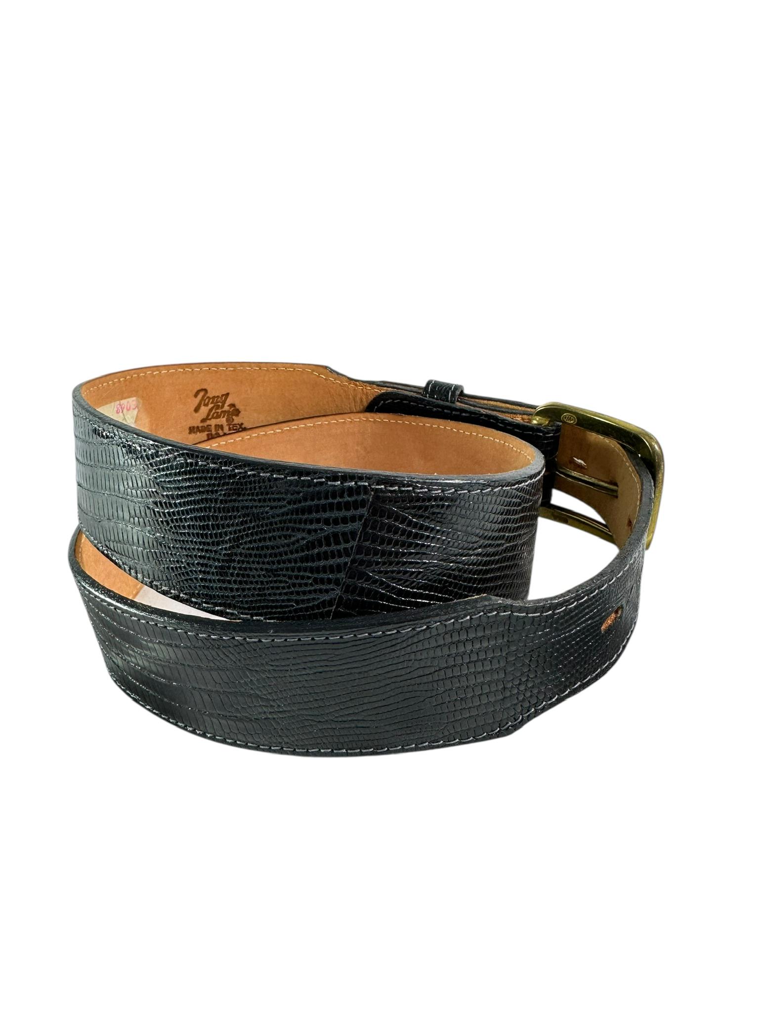 Vintage TONY LAMA Dark Navy Blue Lizard Pattern Leather Unisex Belt Size 30 Vintage TONY LAMA Dark Navy Blue Lizard Pattern Leather  main image 2