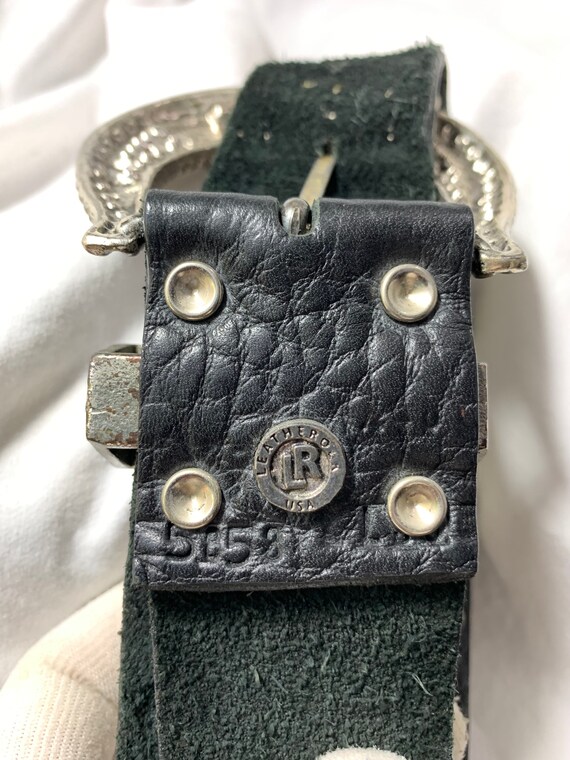 Vintage ladies LEATHEROCK USA jeweled black leath… - image 7