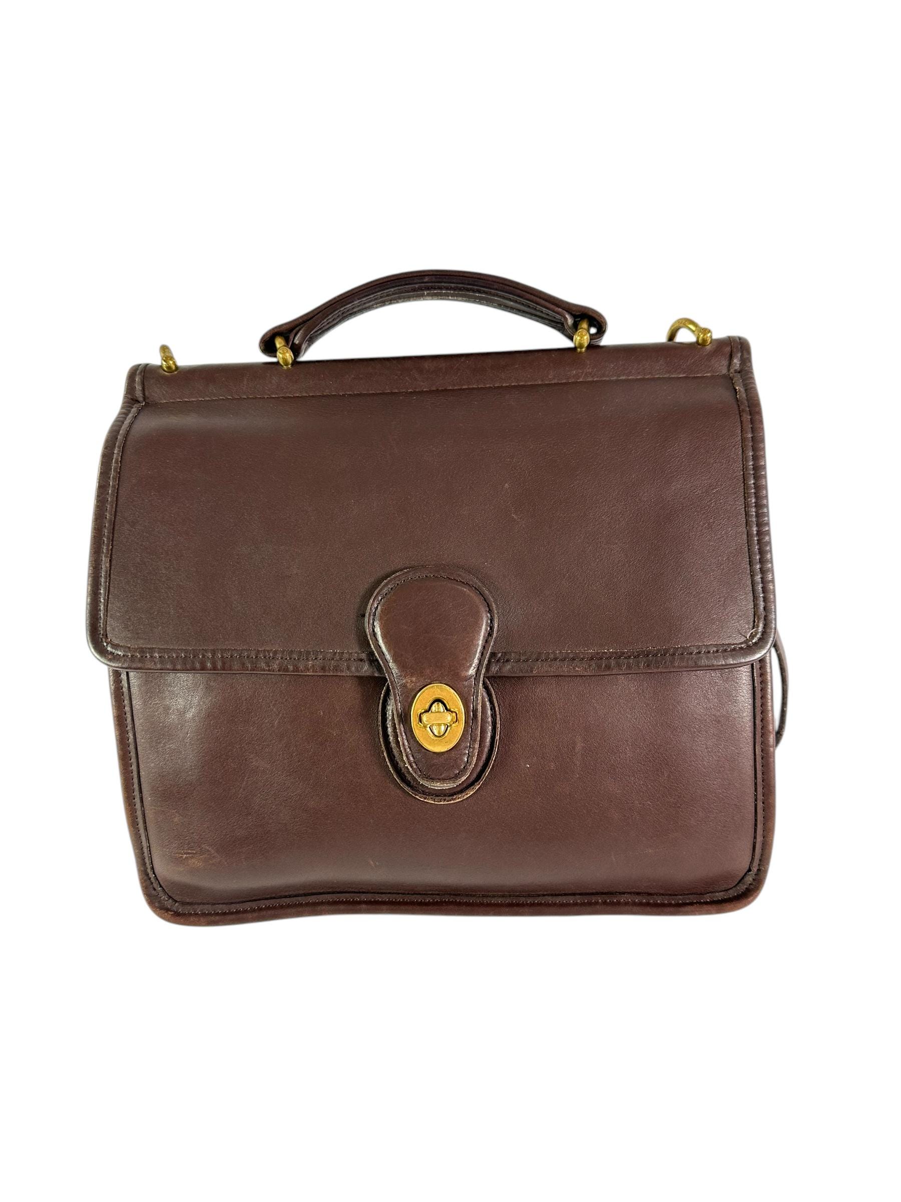 Genuine Vintage COACH Brown Leather Willis Shoulder Top Handle Bag