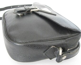 Stunning Genuine Vintage RENOMA Paris Black Pebbled Leather