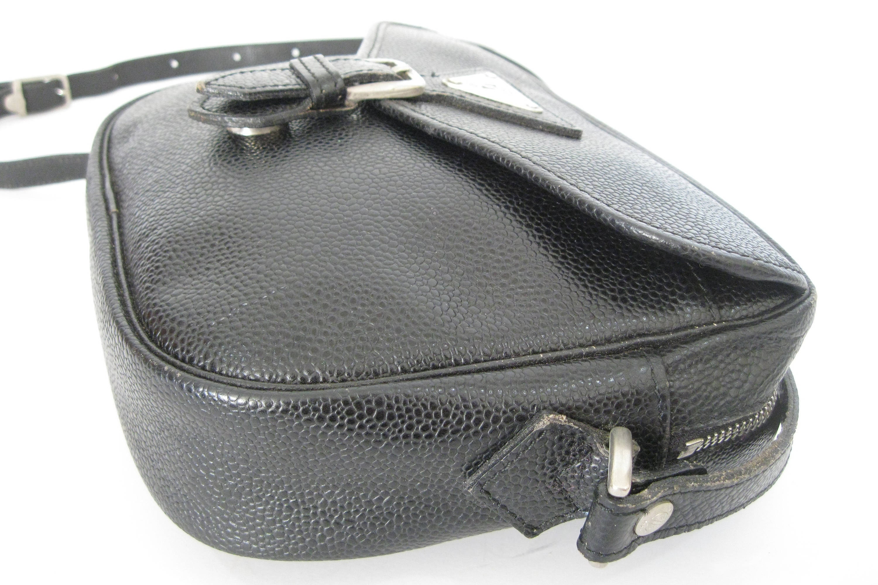 Stunning Genuine Vintage RENOMA Paris Black Pebbled Leather