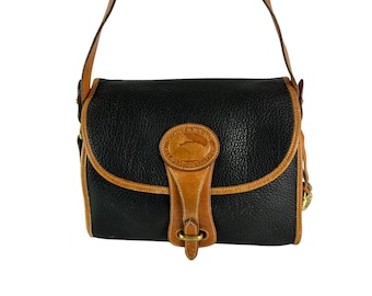 Genuine DOONEY & BOURKE Black And Tan Pebbled Leather Medium Essex Crossbody Bag
