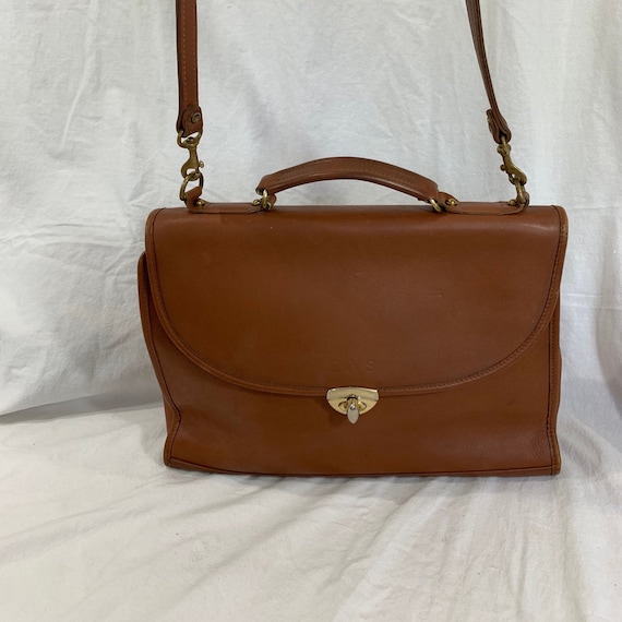 Vintage JACK tan leather briefcase with shoul… Gem