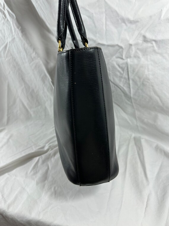 Genuine vintage HCL black leather tote bag carryall View 4