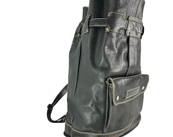 Genuine vintage M'TWIN Black Drawstring Leather Bucket Backpack