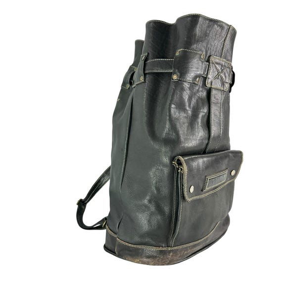 Genuine vintage M'TWIN Black Drawstring Leather Bucket Backpack