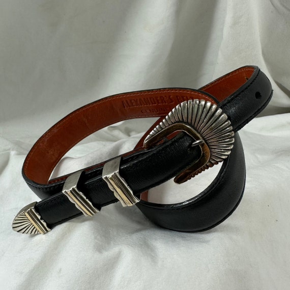 Alexander’s Belts & Buckles Genuine Black Leather Sterling Buckle Belt s-l400.jpg main image 4