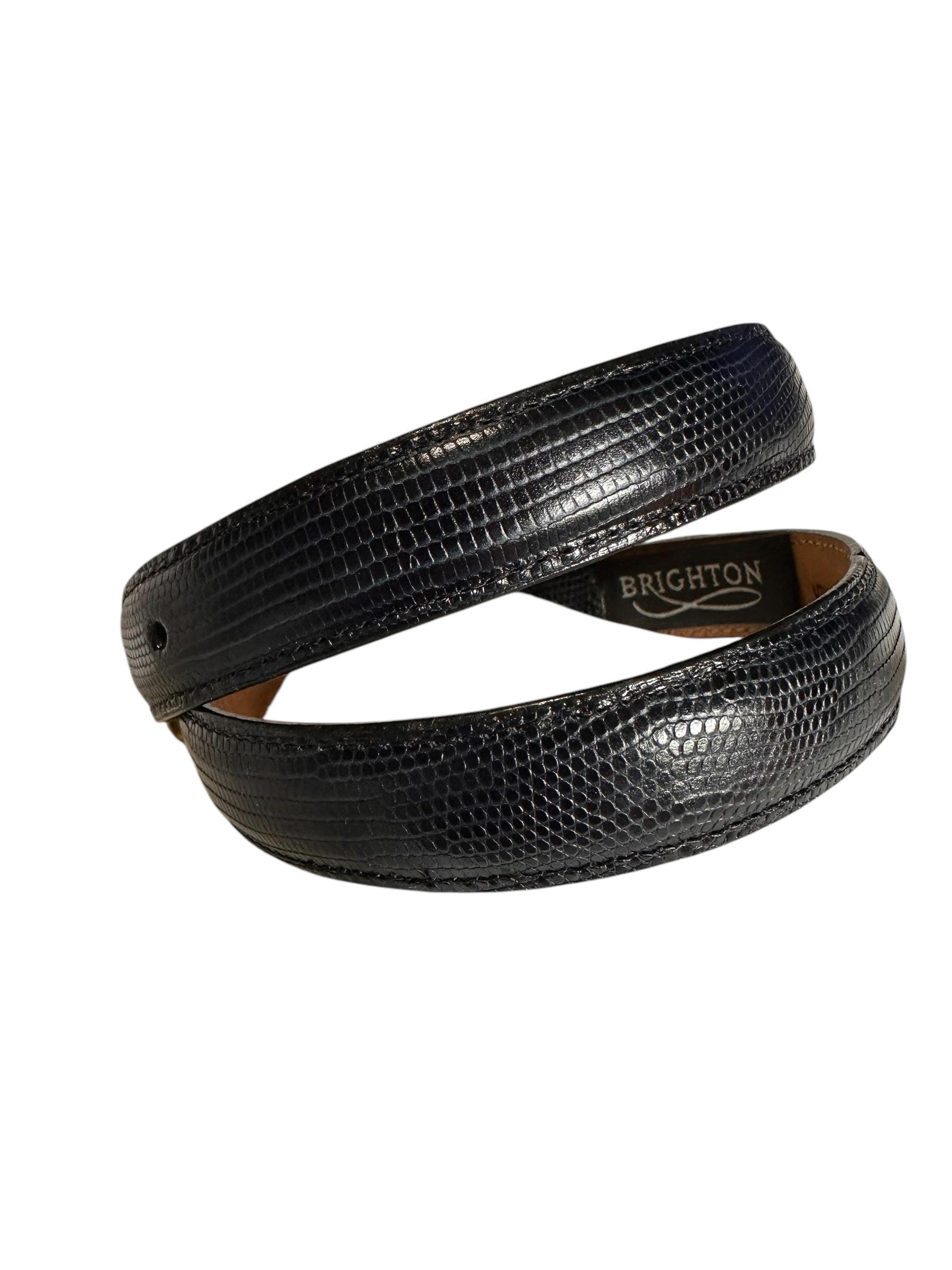 Genuine Brighton Lizard Pattern Blue Leather Belt Size XS/26  display picture 2