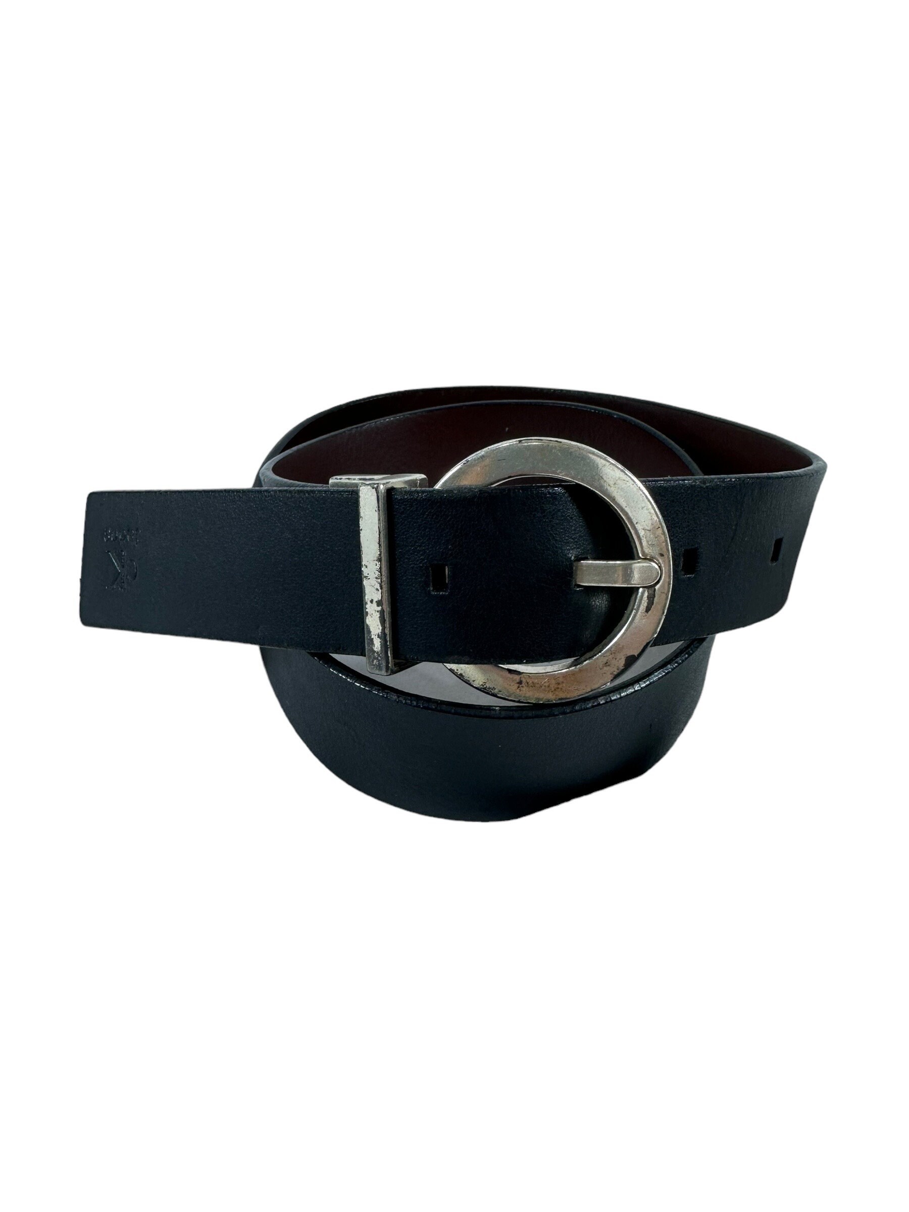 Vintage Genuine Calvin Klein Black Brown Leather Belt Medium 