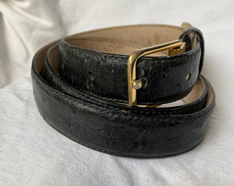Stunning vintage BALLY genuine black ostrich belt 36 large unisex