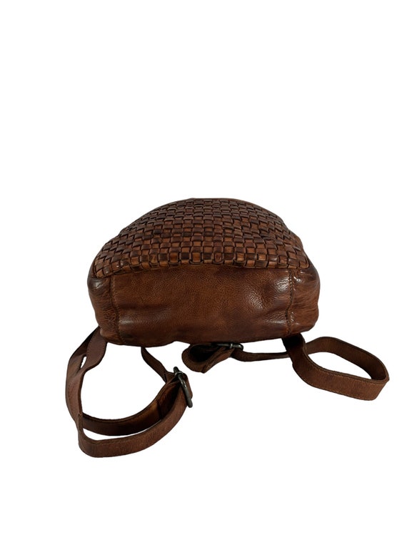 Vintage VILENCA Holland tan leather woven backpac… - image 8
