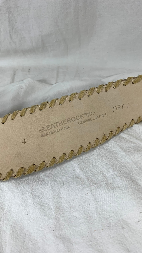 Vintage LEATHEROCK USA Beige Suede and Leather Belt Medium  display picture 3