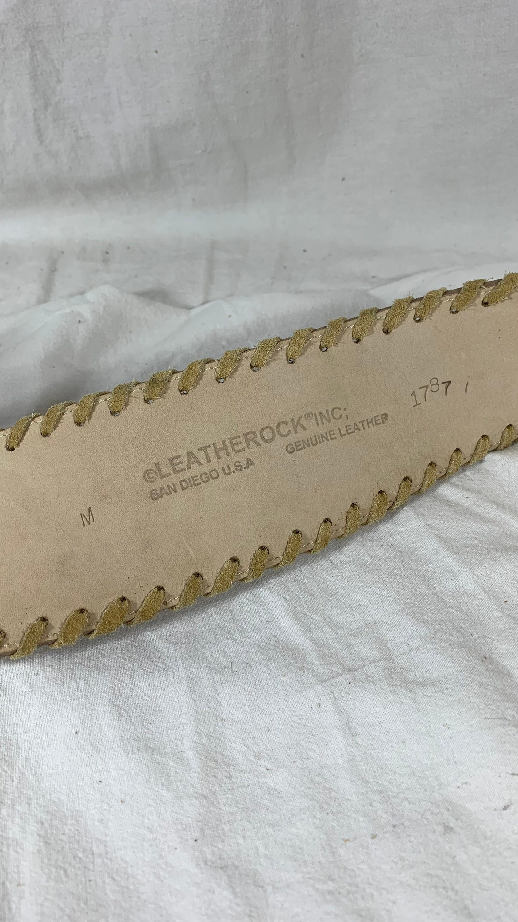Vintage LEATHEROCK USA Beige Suede and Leather Belt Medium  display picture 1