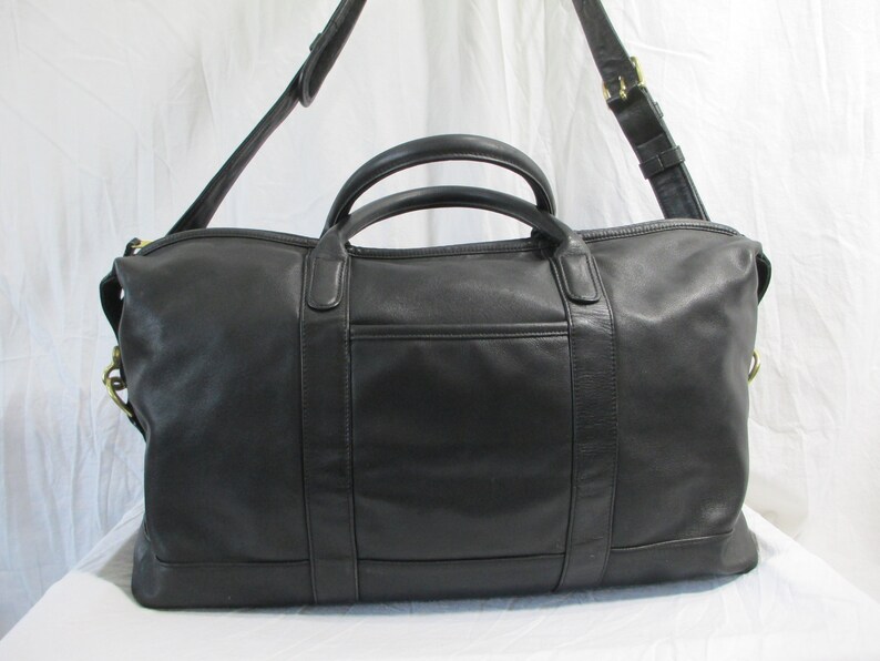 Nice Coach Genuine Black Leather Cabin Weekender Travel Bag Etsy