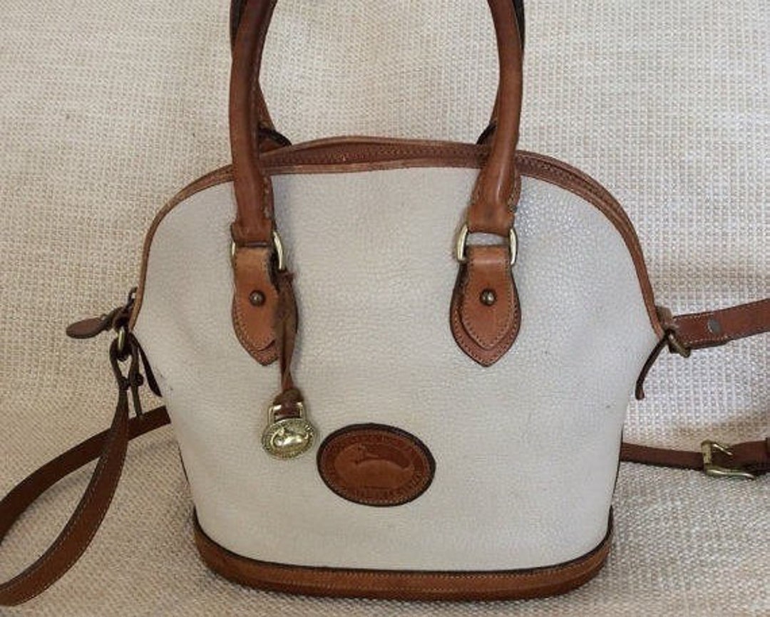 Vintage DOONEY & BOURKE Ivory Dome Leather Shoulder Bag With Shoulder