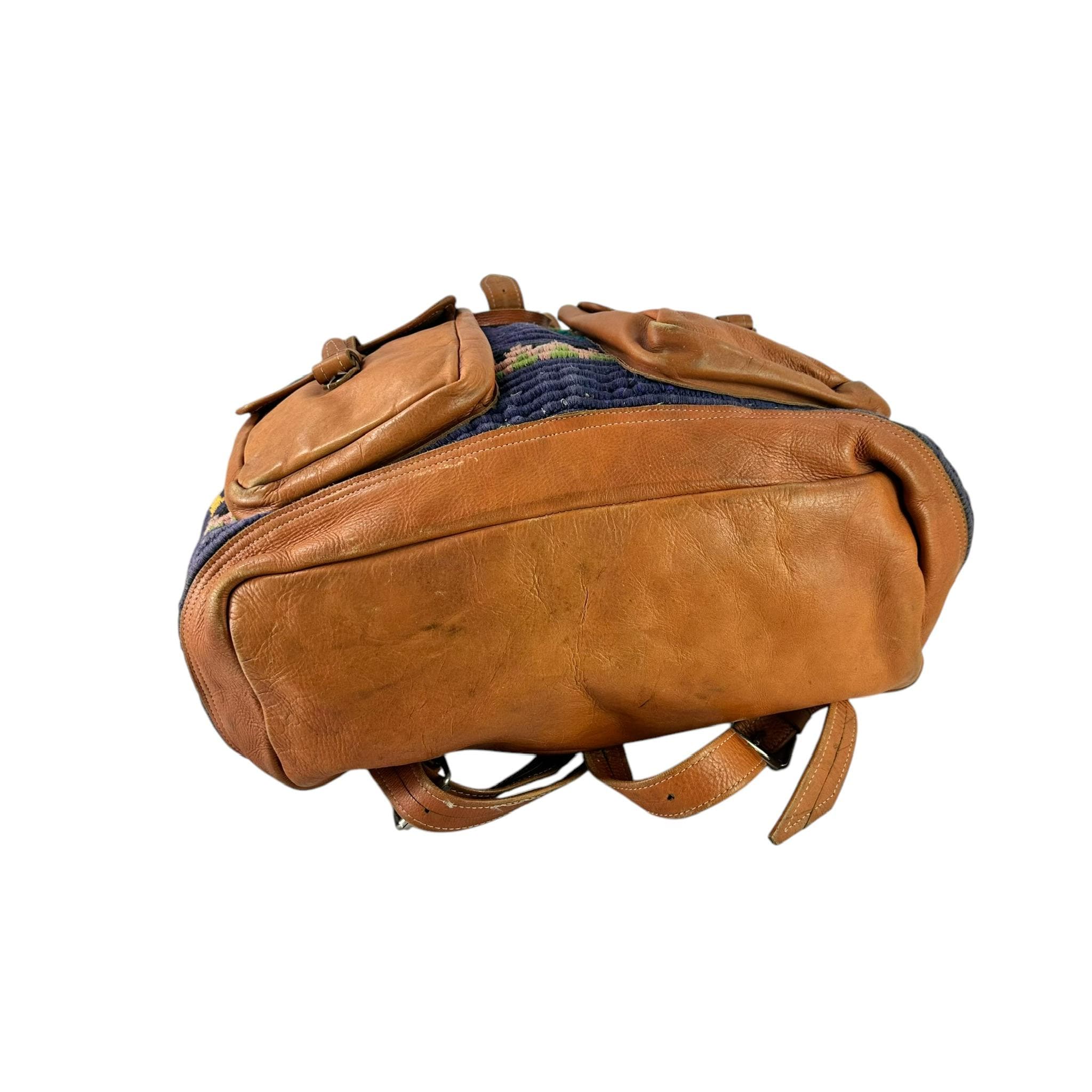 Oversized Boho Distressed Leather Backpack Rucksack Backpack - Leather with Fringe, Luxury Authentic Vintage  main image 4