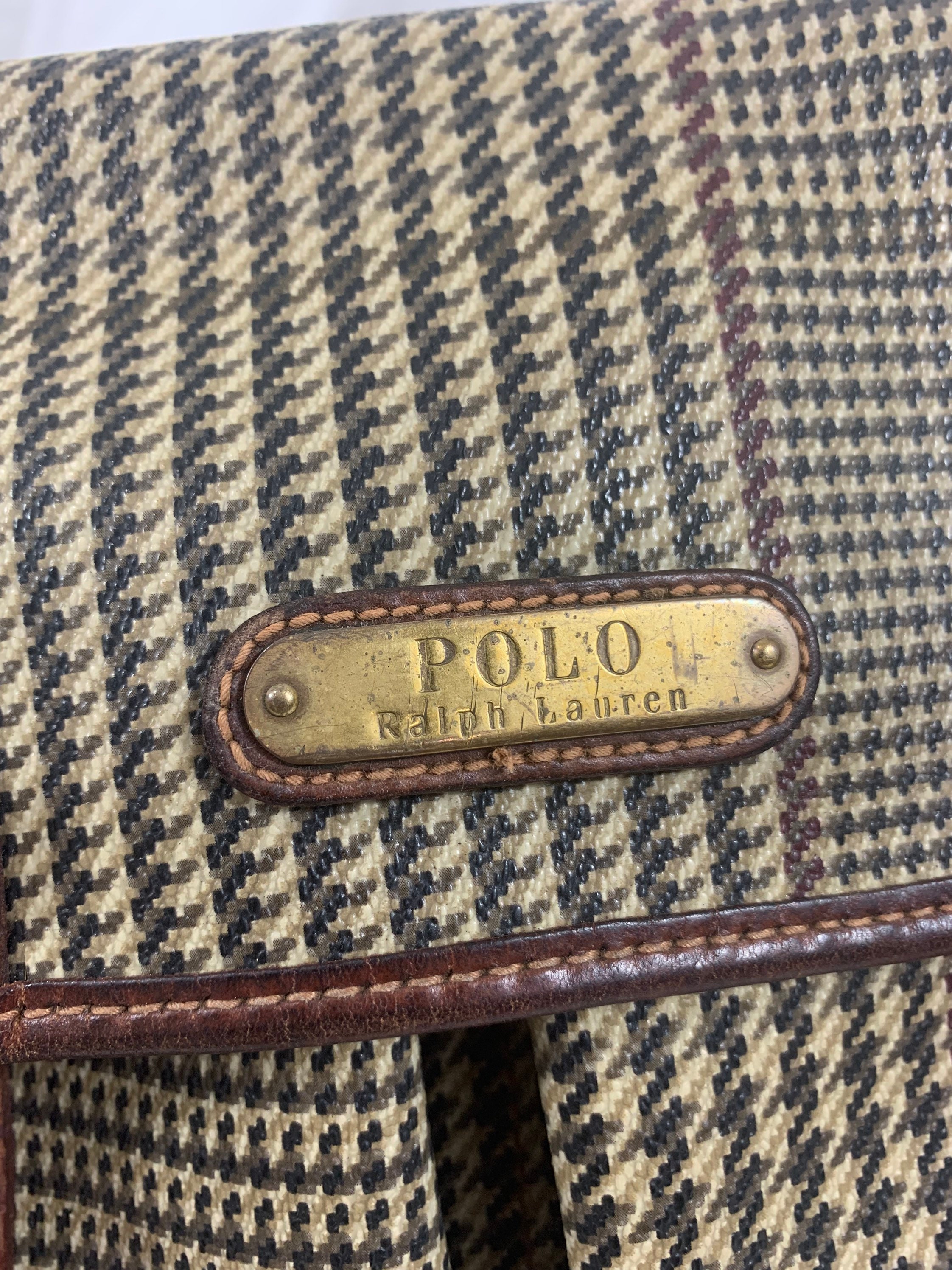 vintage Polo Ralph Lauren tan coated canvas and leather messenger