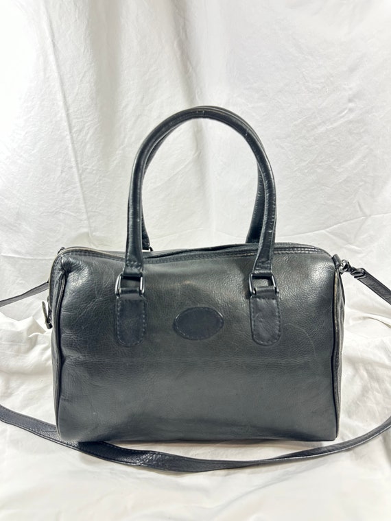 Genuine vintage SIMON black leather shoulder bag … - image 3
