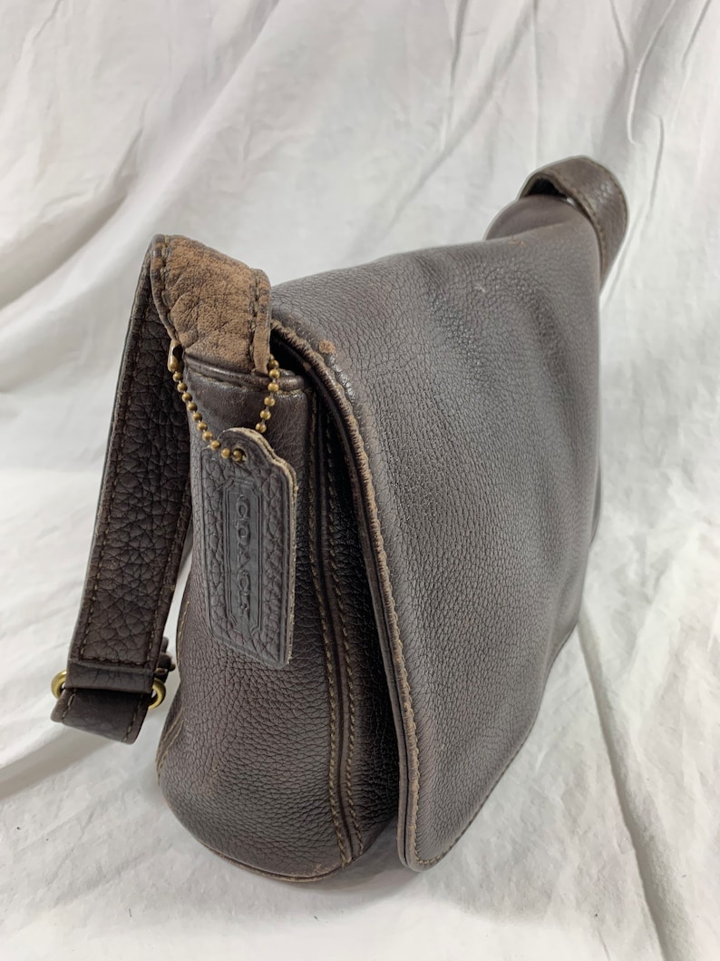 Genuine Vintage COACH Brown Leather Flap Shoulder Bag Etsy