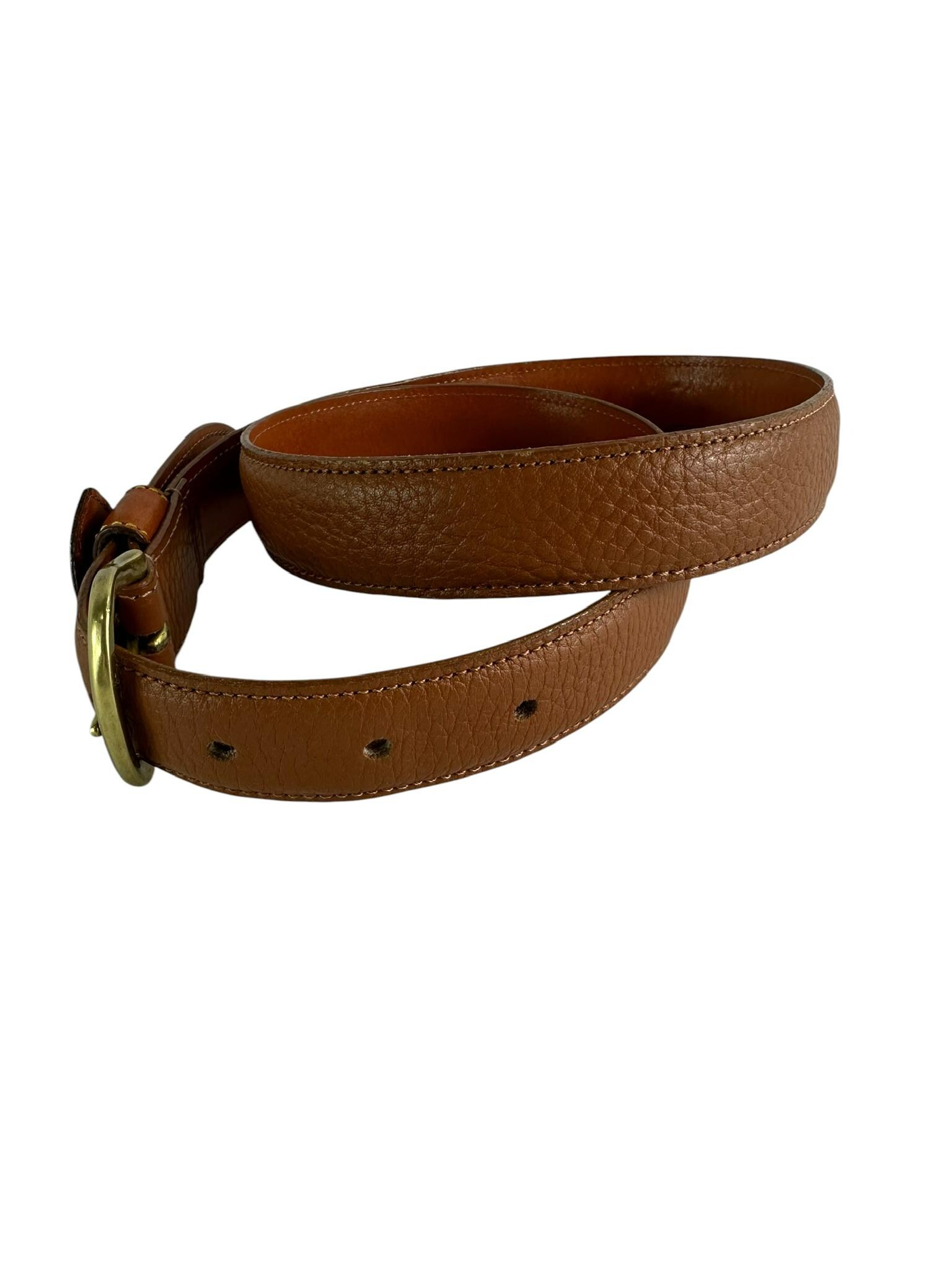 Vintage Dooney & Bourke All-Weather Tan Pebbled Leather Unisex Dress Belt 30-32 Vintage Dooney & Bourke All-weather Tan Pebbled Leather  main image 3