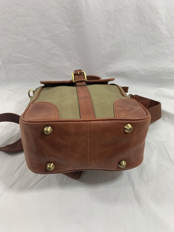 Genuine vintage canvas and tan leather messenger bag … Gem