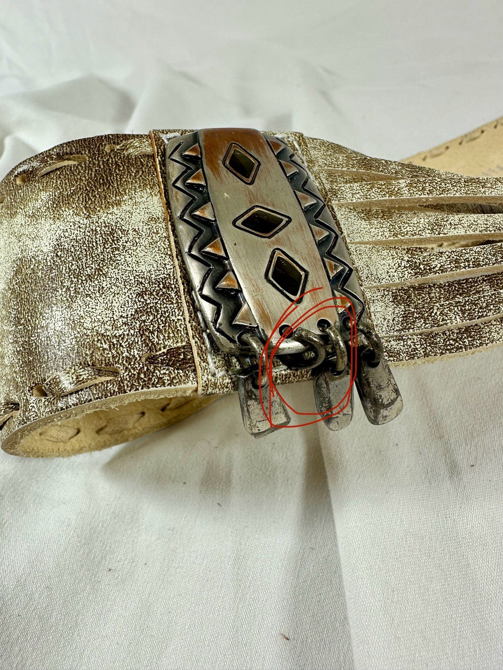 Vintage Priore 80s Wide Leather Slouch Belt Croc Texture Crescent Buckle Medium Men main image 2