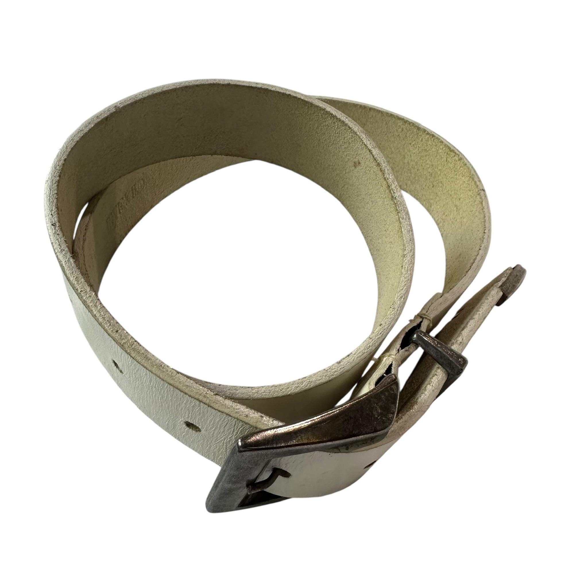 Vintage Cipriani White Leather Belt M Vintage Cipriani Olive Leather Belt - M/L – Boutique de  main image 4