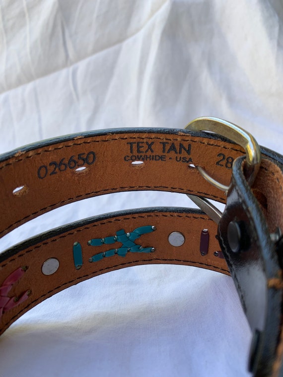 Vintage TEX TAN black hand woven leather belt siz… - image 6