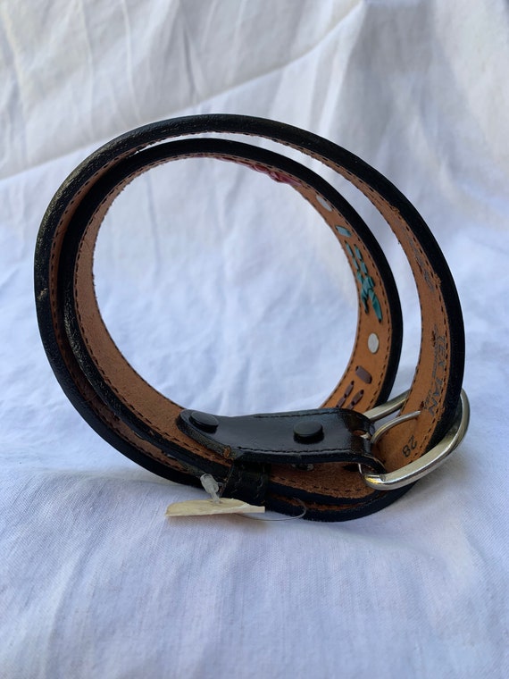Vintage TEX TAN black hand woven leather belt siz… - image 5