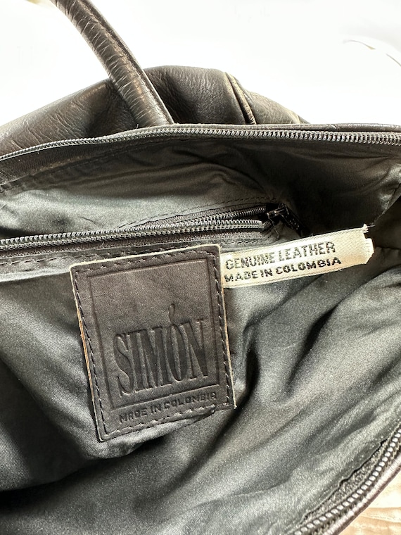 Genuine vintage SIMON black leather shoulder bag … - image 10