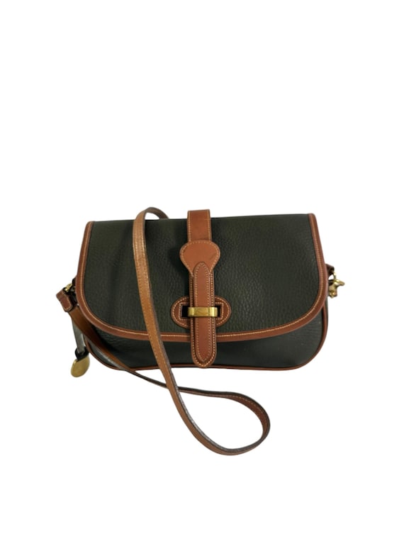 Dooney & Bourke Green Coated Canvas Leather Trim Double  Dooney & Bourke Green and Tan Satchel with Leather Trim main image 2