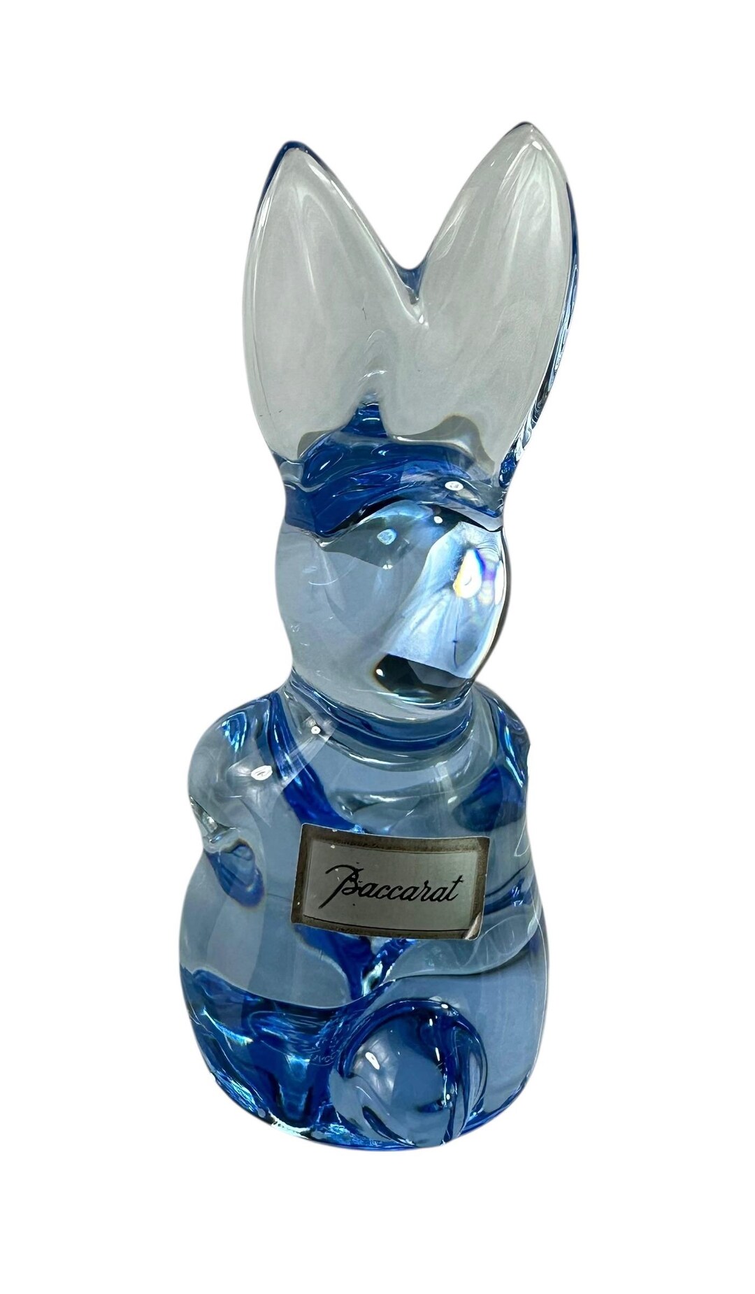 Baccarat ブルーラビット Charming Genuine BACCARAT Crystal Spinning Rabbit Cornflower Blue
