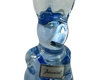 Charming Genuine BACCARAT Crystal Spinning Rabbit Cornflower Blue