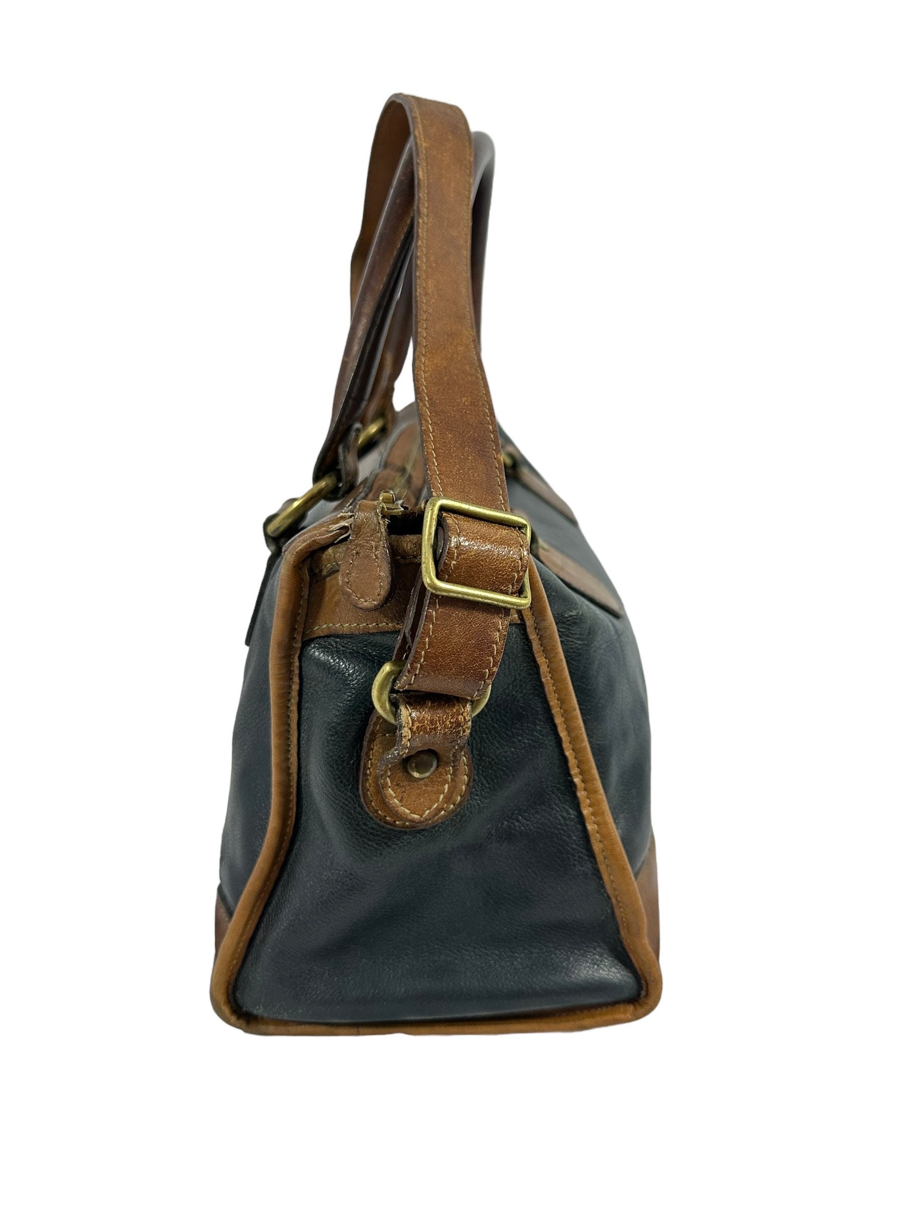 Vintage Genuine Ghurka No 16 the Keeper Navy Blue Tan Leather