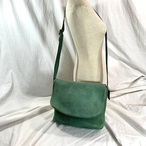 Vintage 90s Coach Bottle Green Sonoma Nubuc Flap Messenger