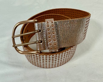 Vintage Hand Made LINEA PELLE Leather Belt With Studs Medium  display picture 2